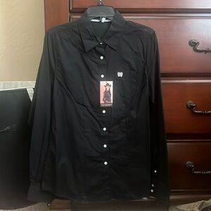 Large Black Cinch Button Down Shirt